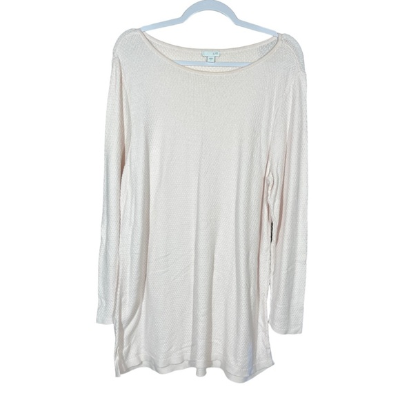 J. Jill Tops - J. Jill Light Pink Waffle Knit Long Sleeve Thermal Tunic Top Shir0 Fall L